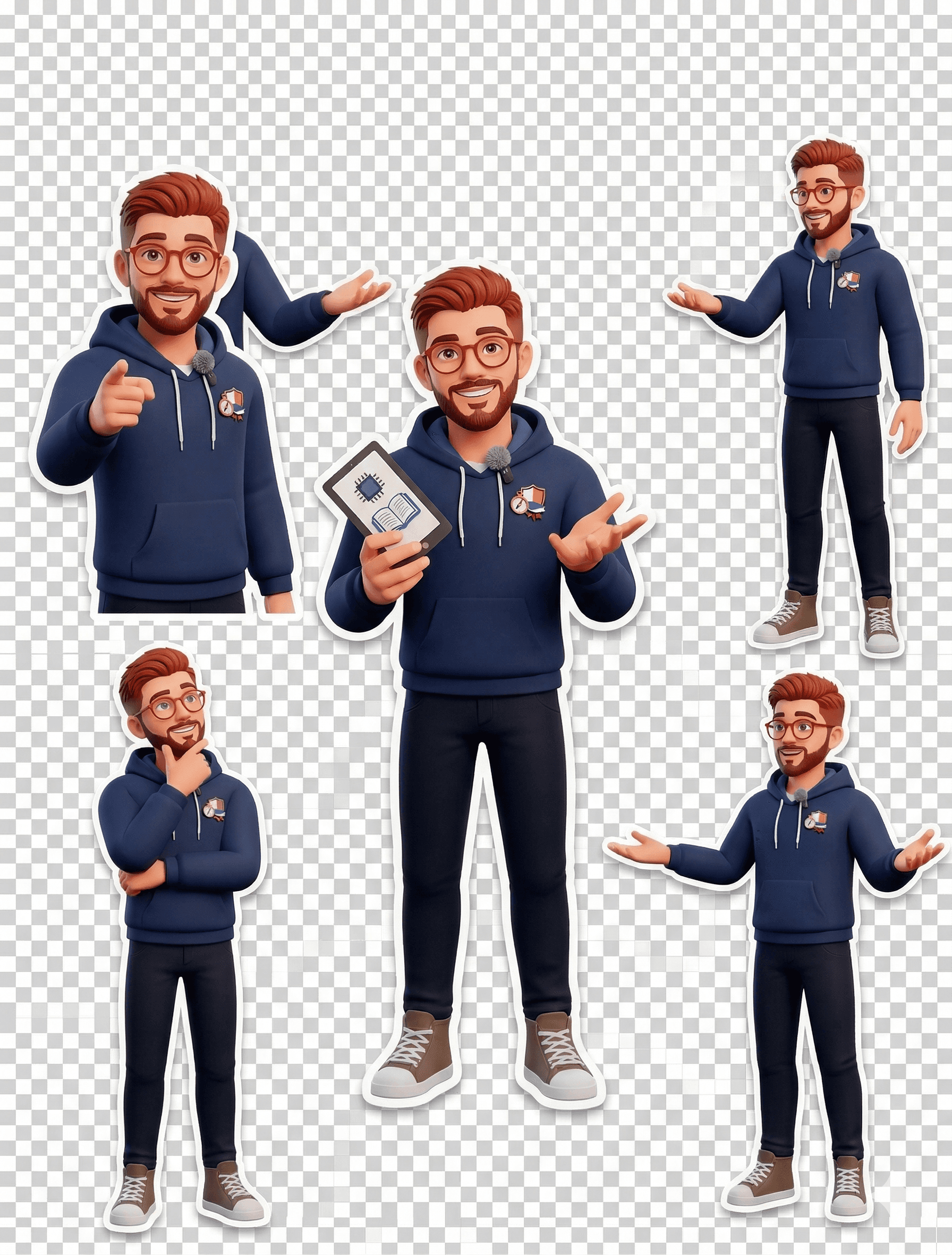 Personaje de Dave Delgado Digital con hoodie azul explicando tecnologia